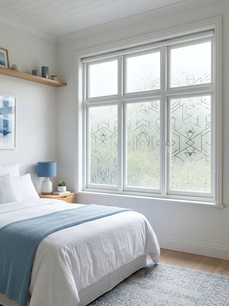 Patterned Window Film Bedroom - 30 renter friendly bedroom ideas