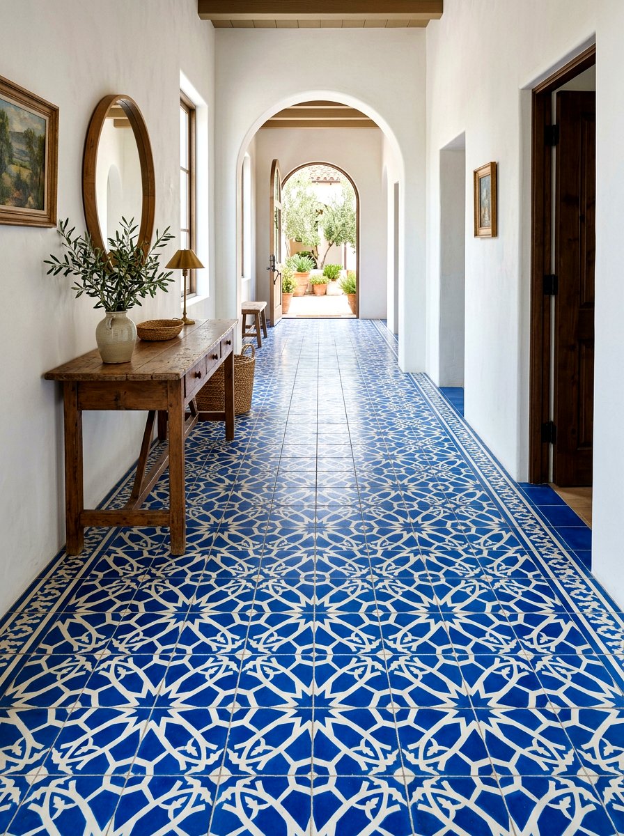 Patterned cement tile - 30 small guest bath decor ideas