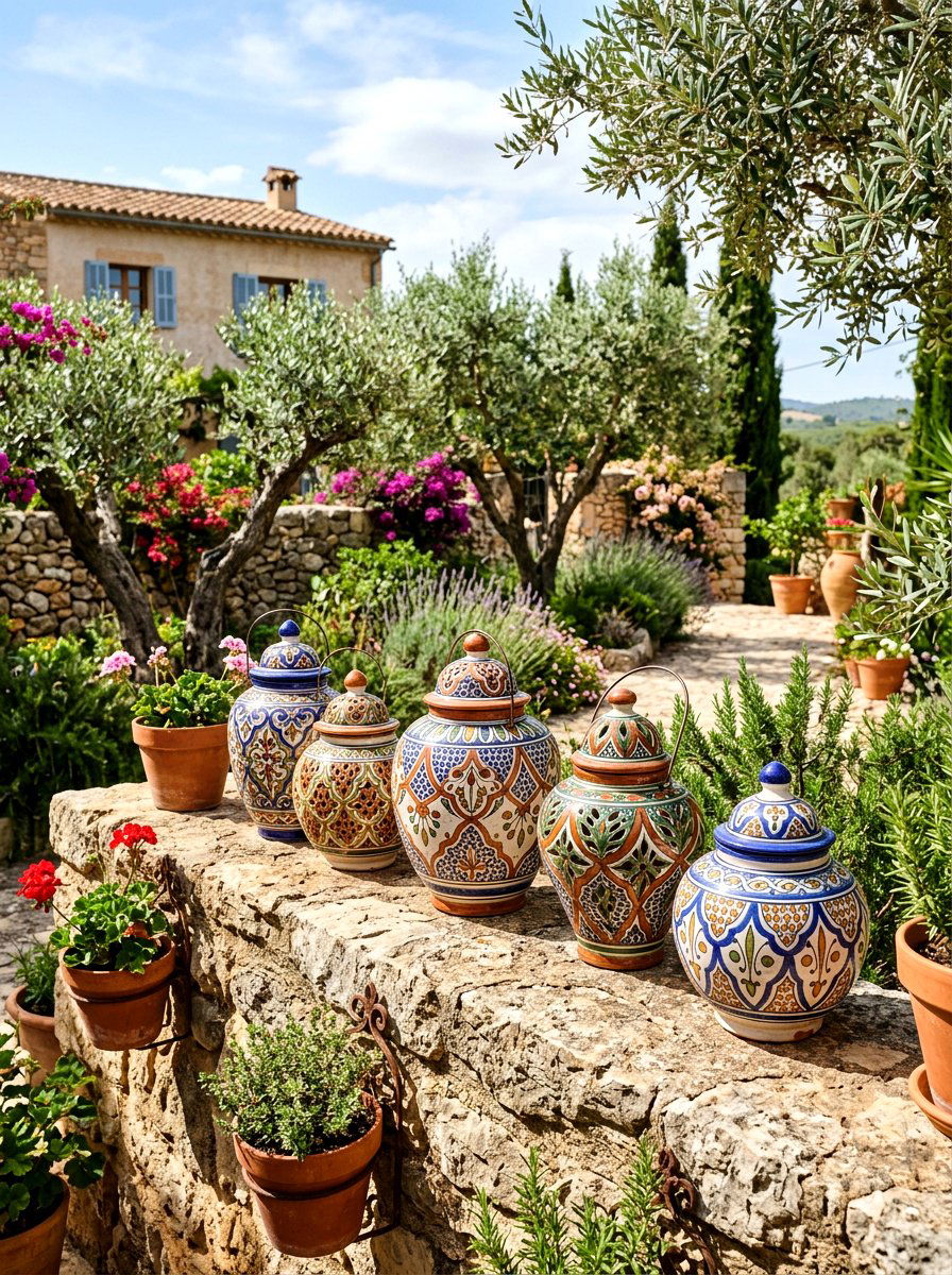 Patterned ceramic lanterns soft glow - 30 candle lantern patio styling ideas