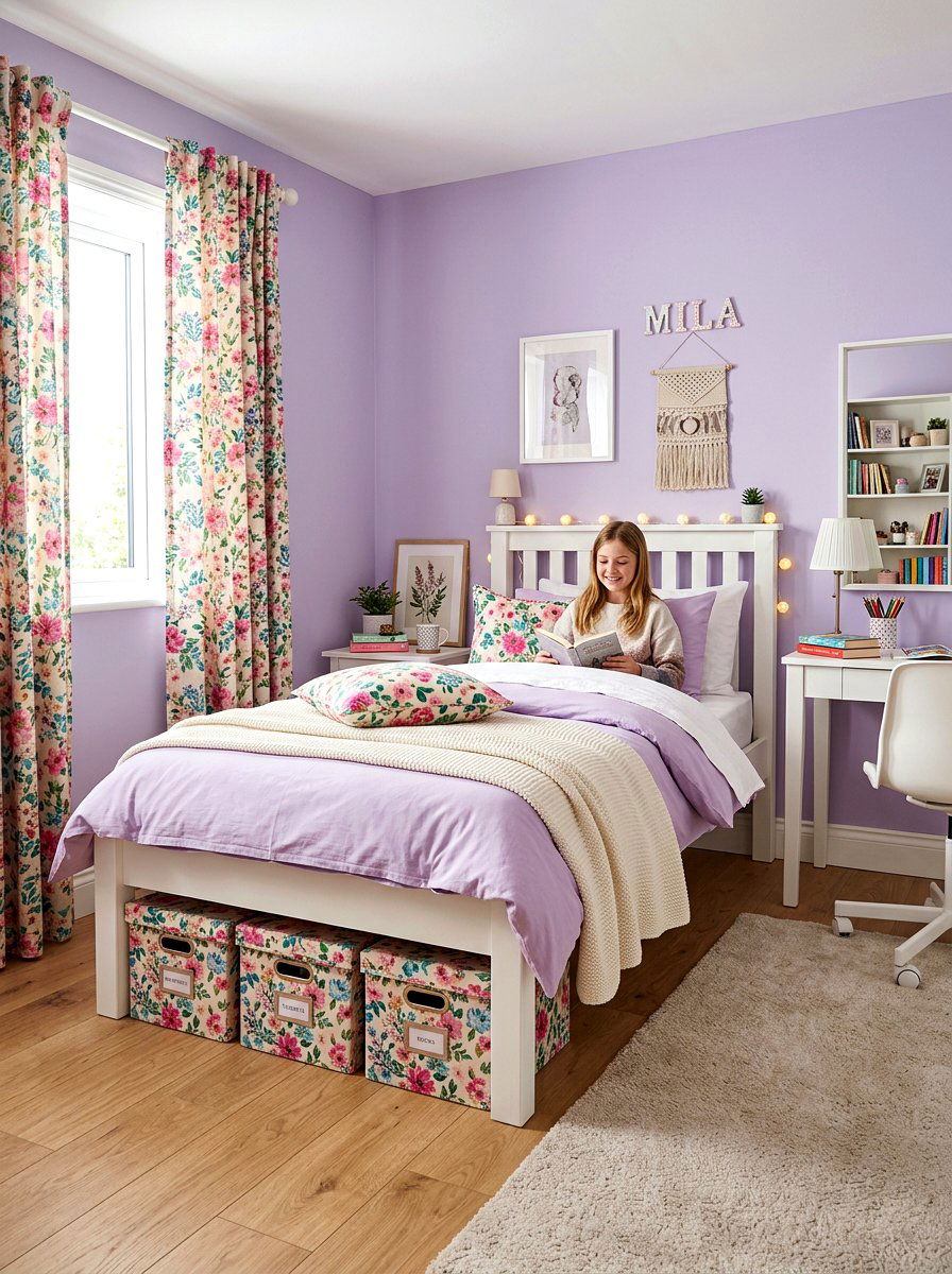 Patterned fabric box - 30 under bed toy storage ideas