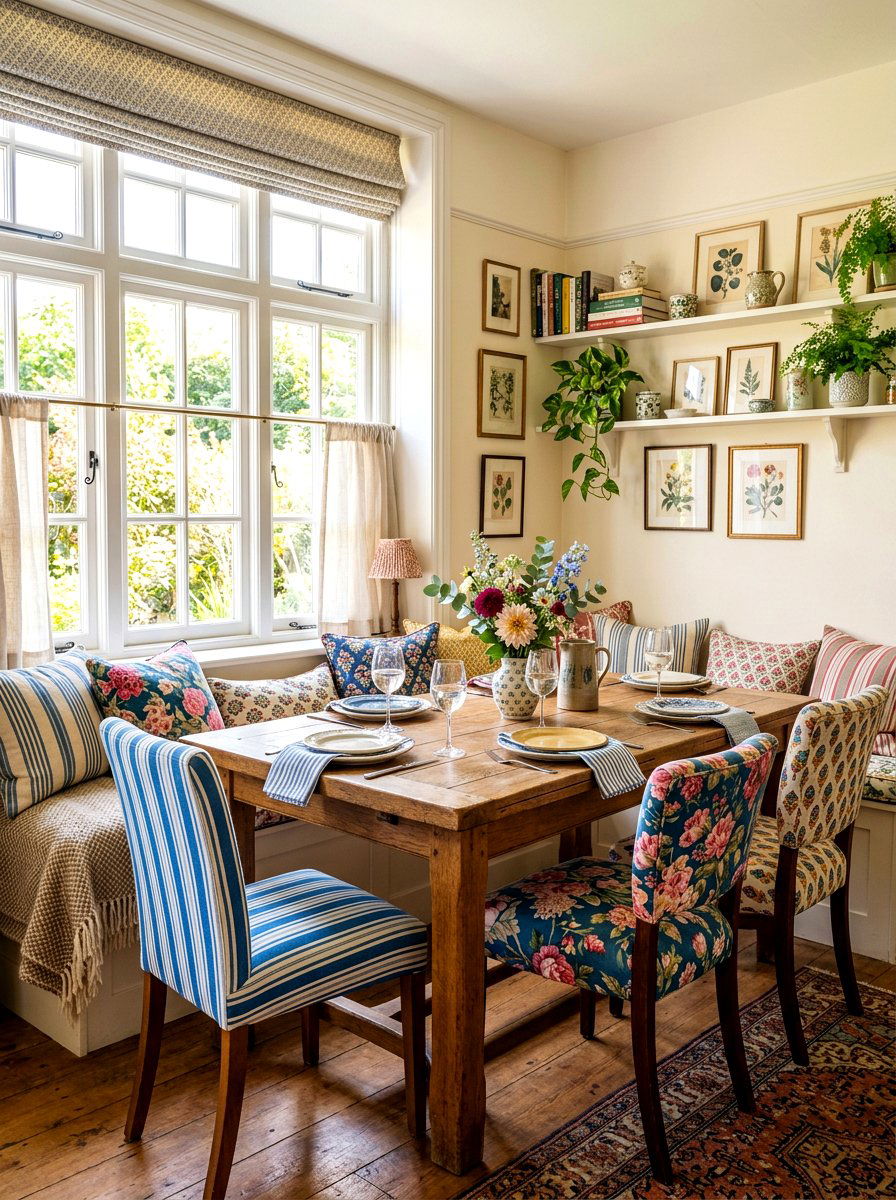 Patterned fabric seating - 30 mismatched dining chair ideas