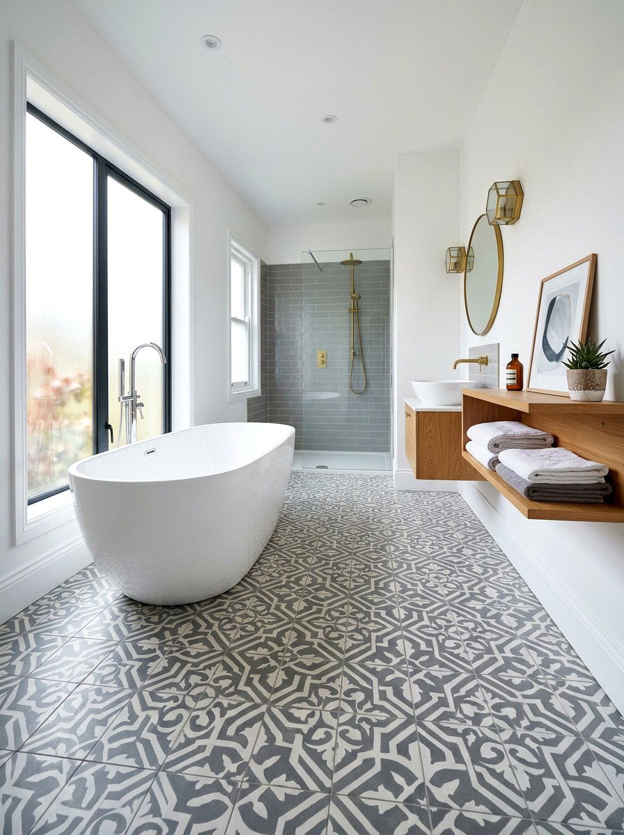 Patterned floor bathroom - 30 neo deco bathroom ideas