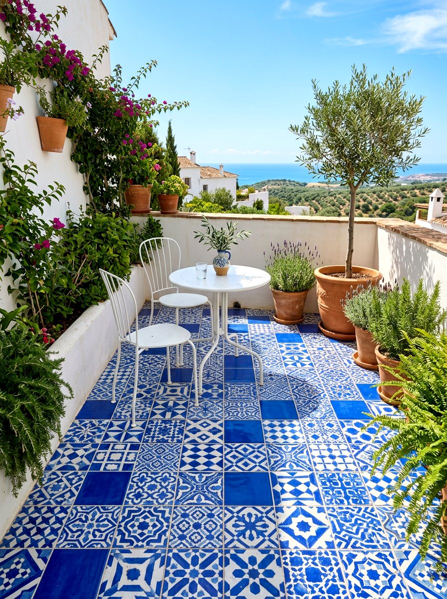 Patterned floor tiles - 30 small patio ideas