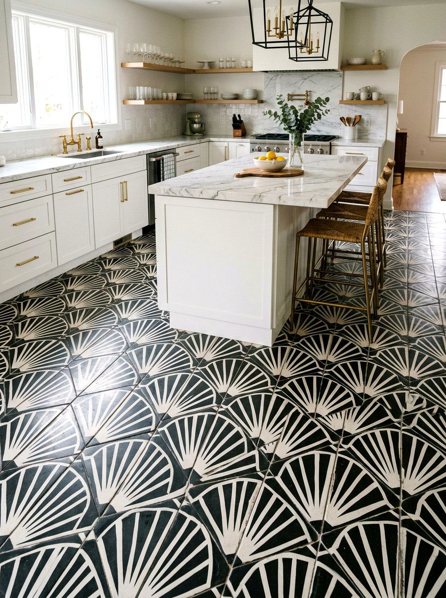 Patterned kitchen floor tile - 30 neo deco kitchen ideas