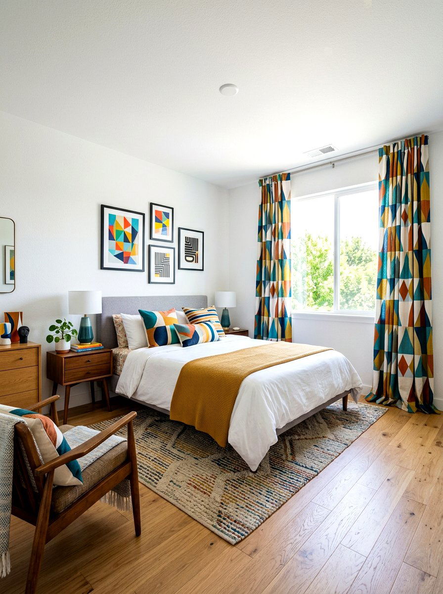 Patterned puddled bedroom drapes - 30 puddled curtains bedroom ideas