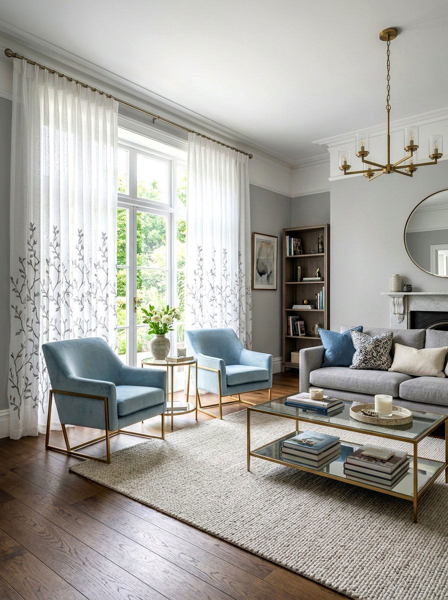 Patterned sheer curtains - 30 living room curtain ideas