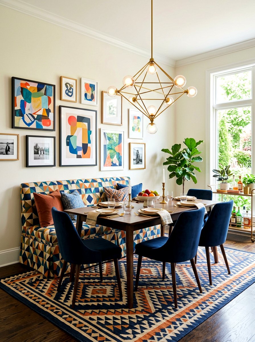 Patterned skirted dining bench - 30 skirted dining bench ideas