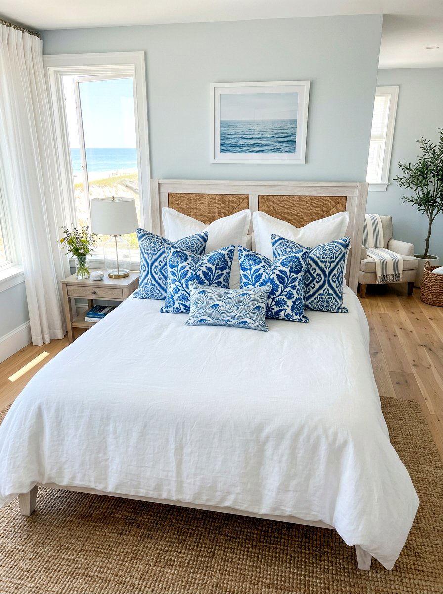 Patterned throw pillows - 30 luxury bedscape ideas