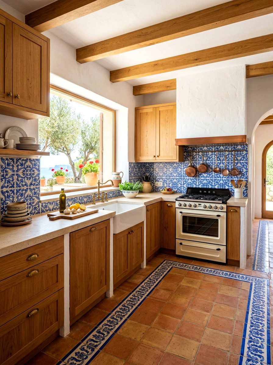 Patterned tile kitchen - 30 rustic European kitchen ideas