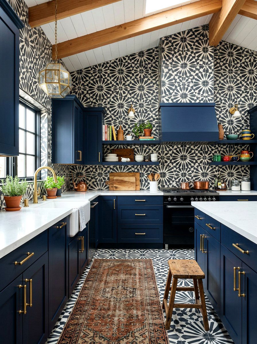 Patterned tile kitchen - 30 full height backsplash ideas