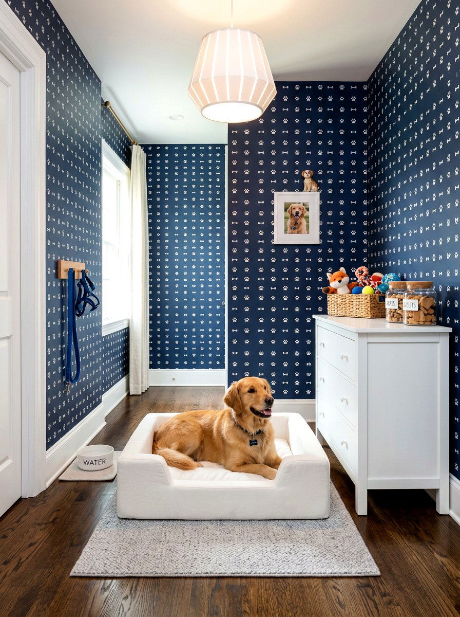 Patterned wallpaper dog room - 30 Pinterest dog room ideas