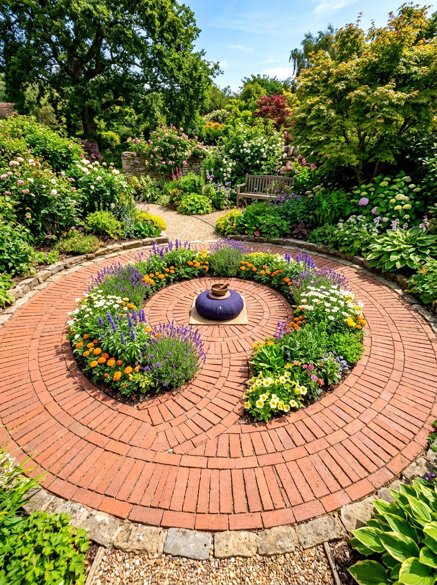 Paved Circular Patio - 30 outdoor meditation corner ideas