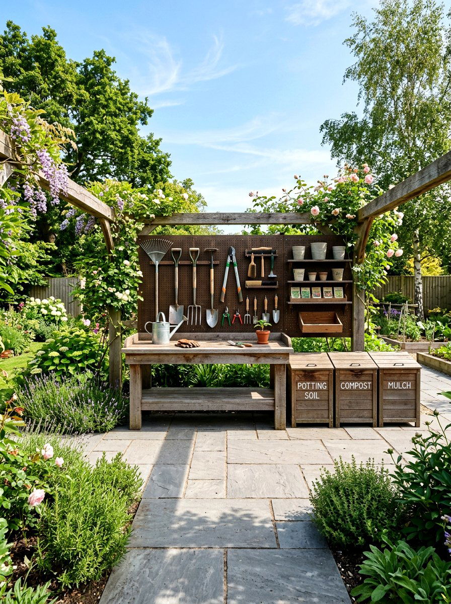 Paved Garden Work Zone - 30 garden workstation ideas