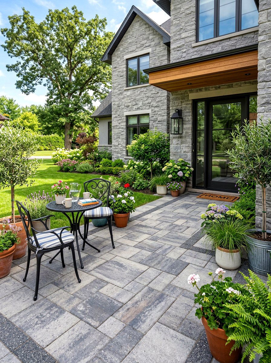 Paved Patio - 30 front lawn alternative ideas