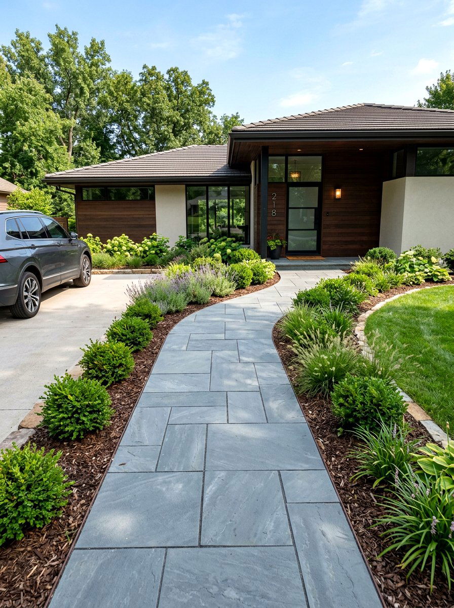 Paved Walkway - 30 low maintenance landscaping ideas