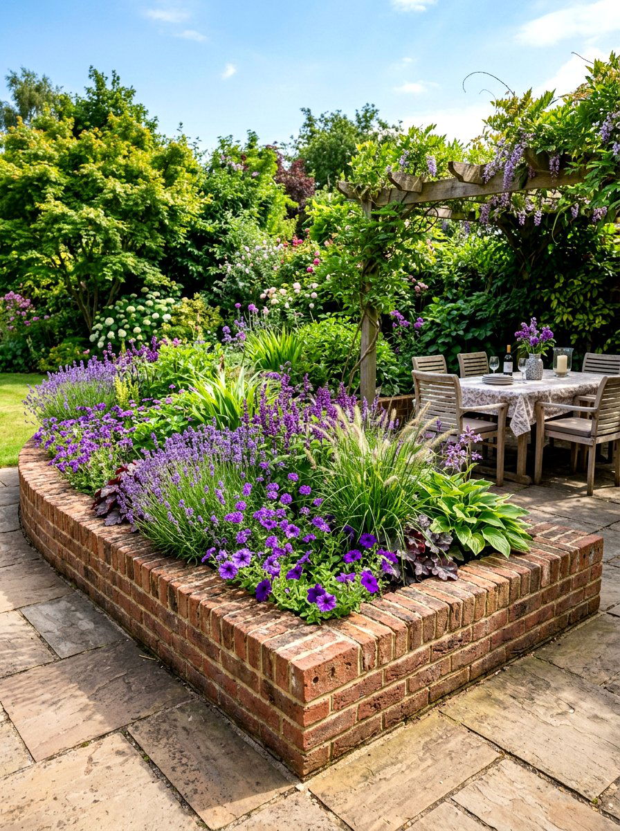 Paved corner garden bed - 30 raised bed corner ideas