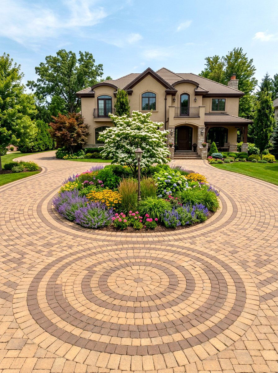 Paver Circular Driveway - 30 circular driveway ideas