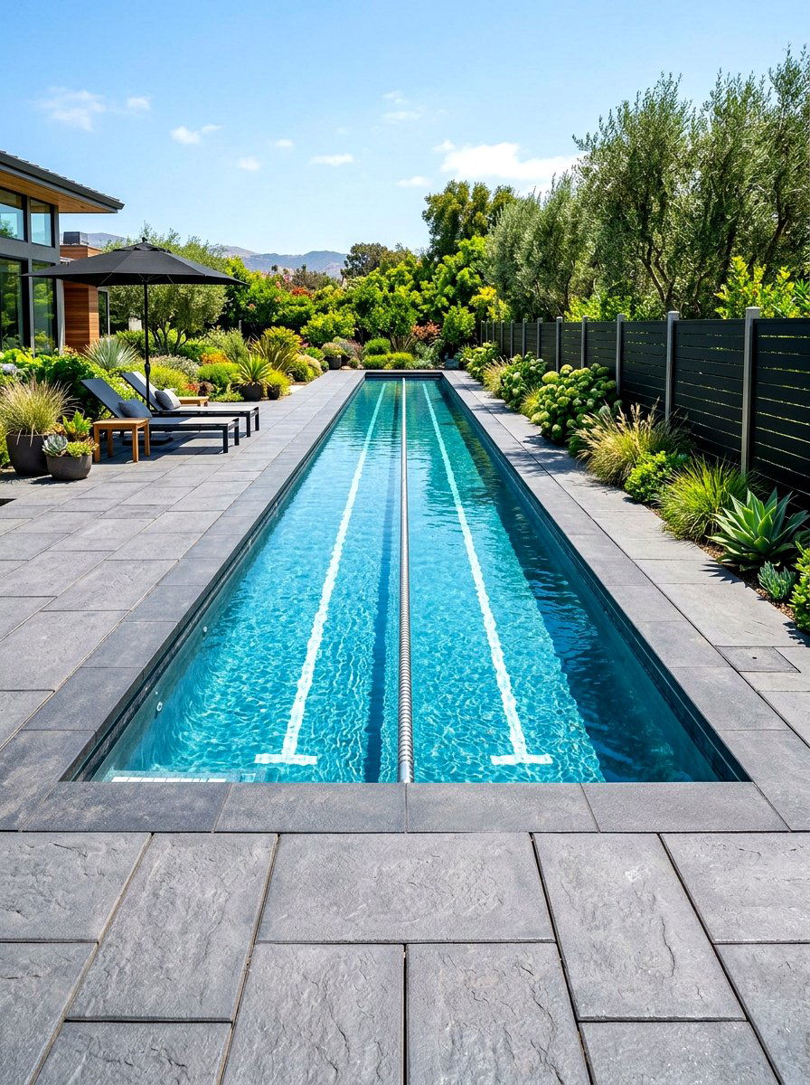 Paver Lap Pool Surround - 30 lap pool backyard ideas