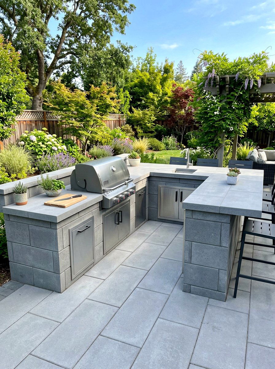 Paver Outdoor Kitchen Top - 30 outdoor countertop ideas