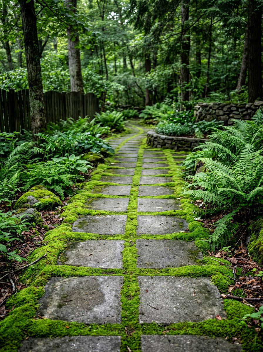 Paver Path With Moss - 30 house side garden border ideas