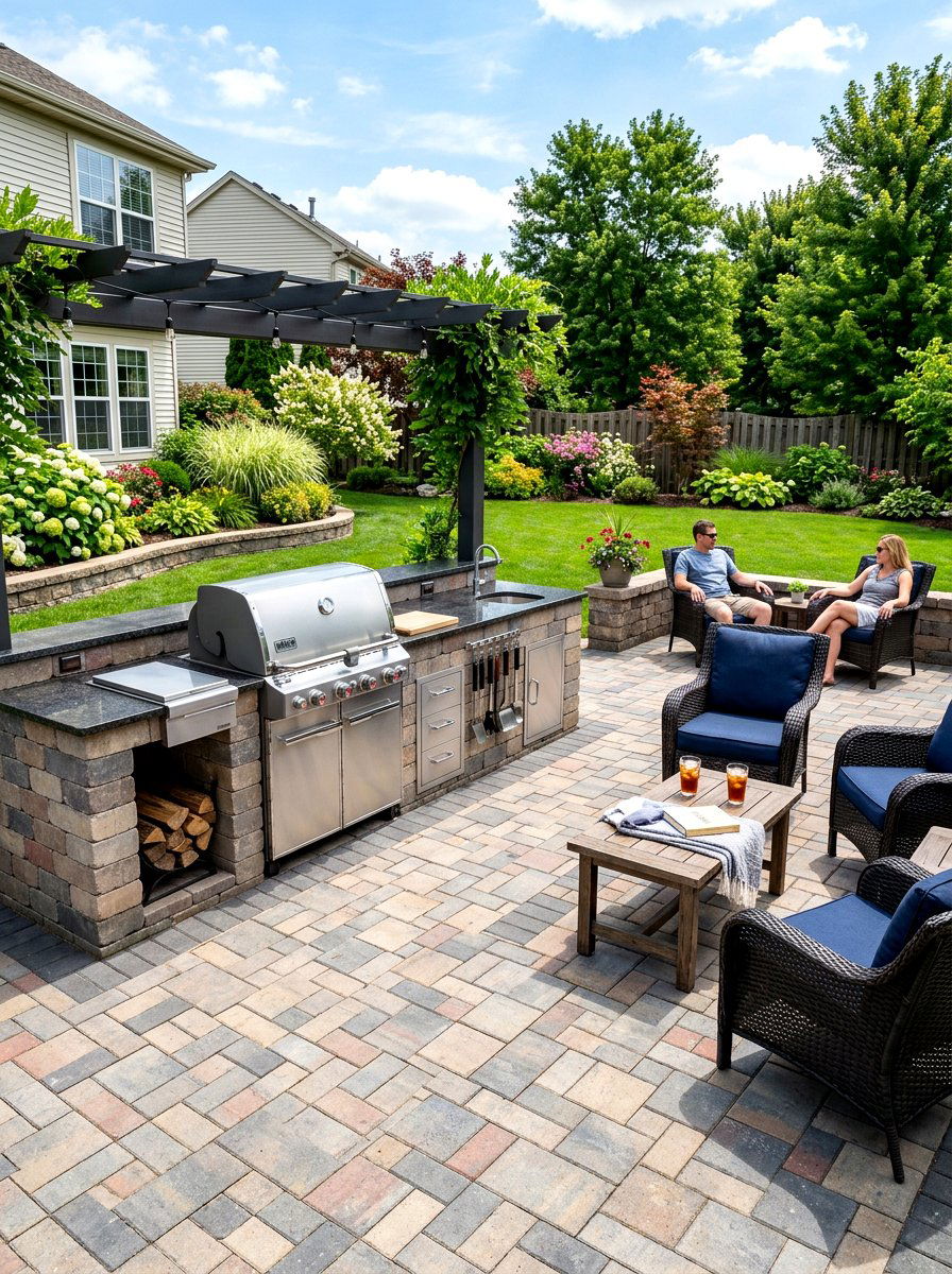 Paver Patio BBQ Station - 30 grill patio layout ideas