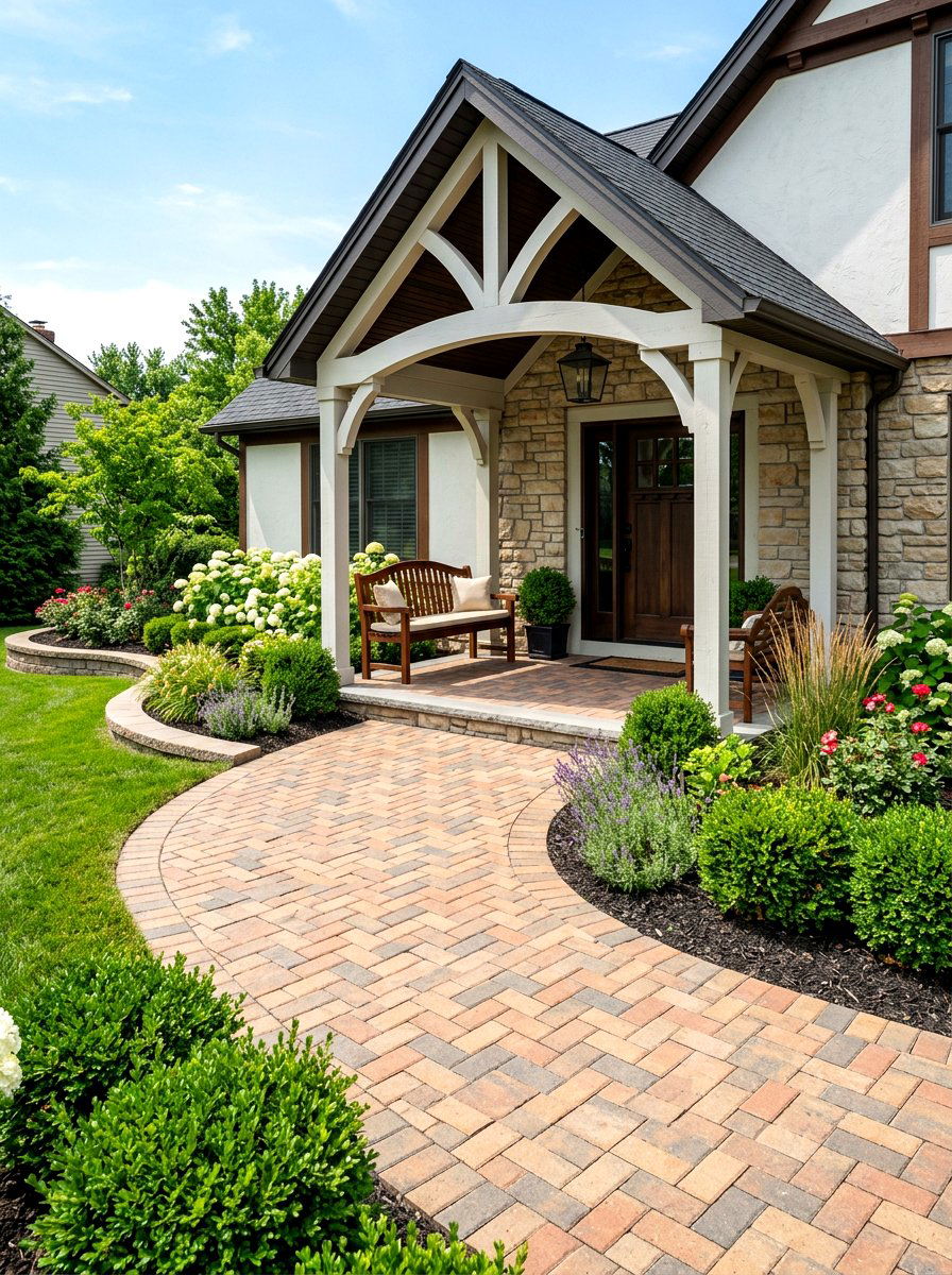 Paver Patio Entry - 30 portico landscaping ideas