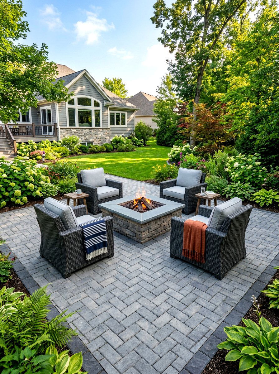 Paver Patio Fire Pit Lounge - 30 fire pit seating ideas