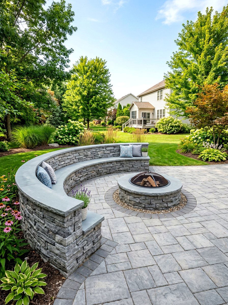 Paver Patio Fire Pit With Seat Wall - 30 seat wall fire pit ideas