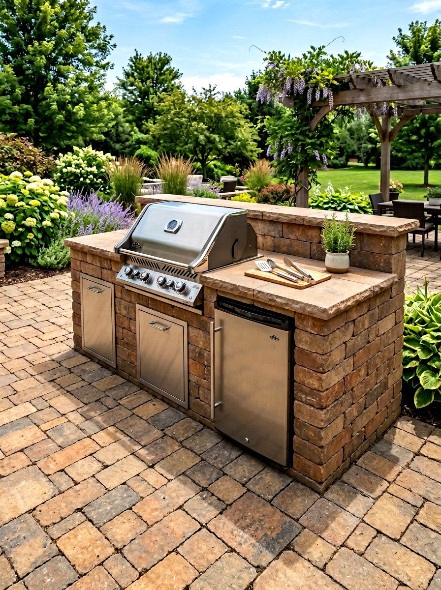 Paver Patio Grill Surround - 30 backyard grill station ideas
