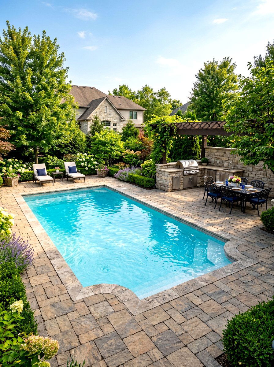 Paver Patio Pool - 30 small backyard pool ideas