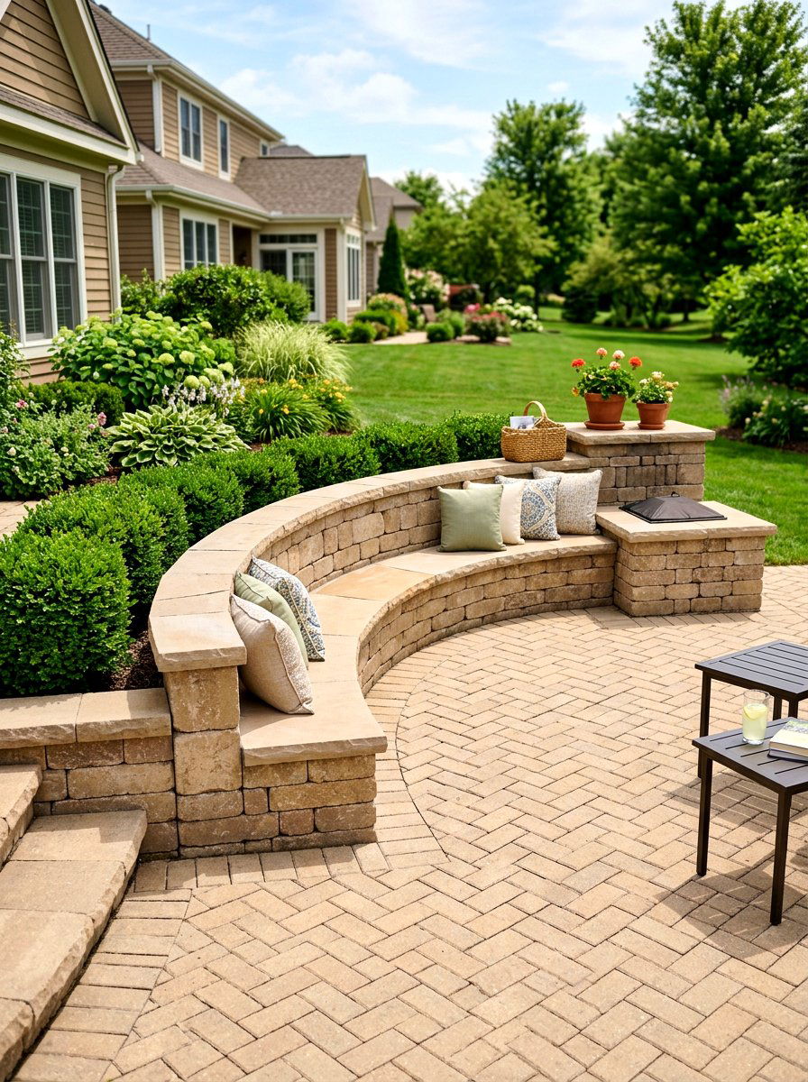 Paver Patio Wall With Built In Seating - 30 seat wall ideas