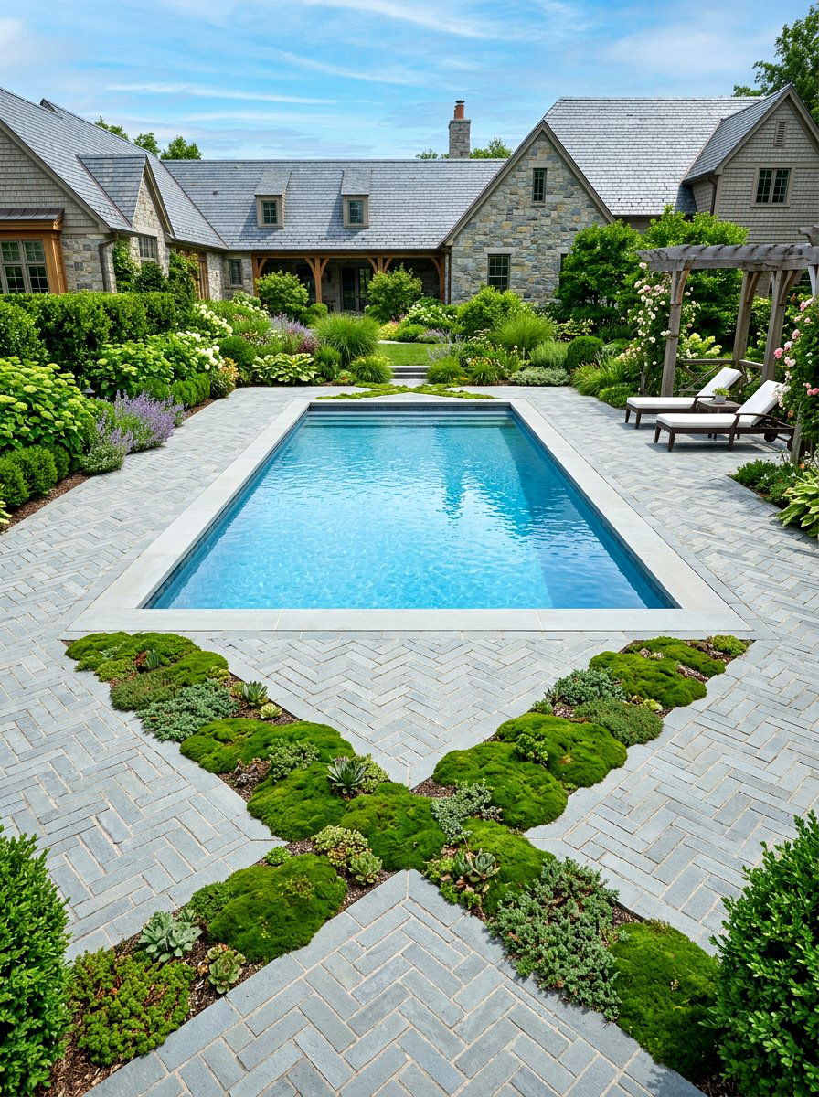 Paver Pool Surround - 30 pool garden ideas