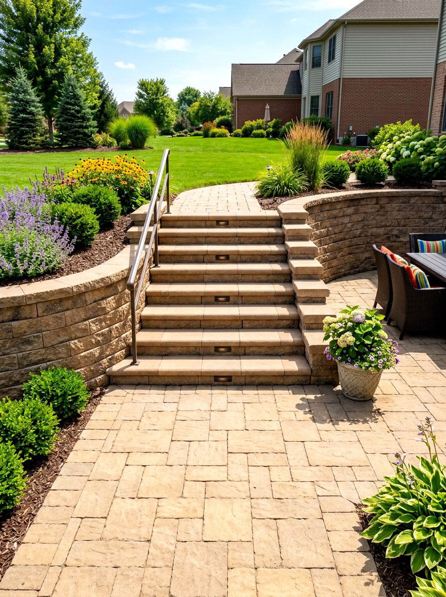 Paver Retaining Wall Stairs - 30 retaining wall stairs ideas
