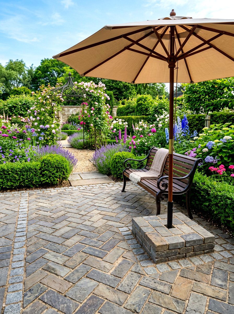 Paver Stone Base - 30 patio umbrella base styling ideas