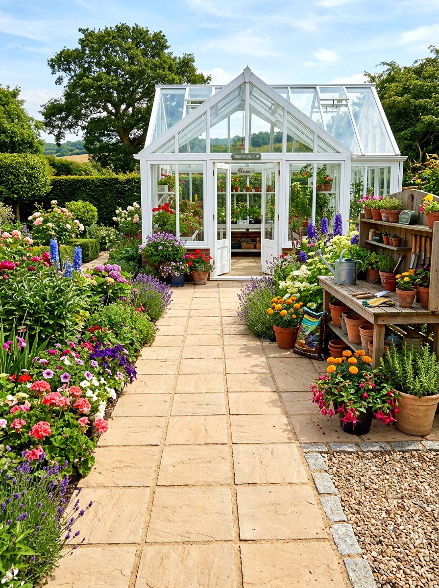 Paver Stone Greenhouse Path - 30 greenhouse walkway ideas