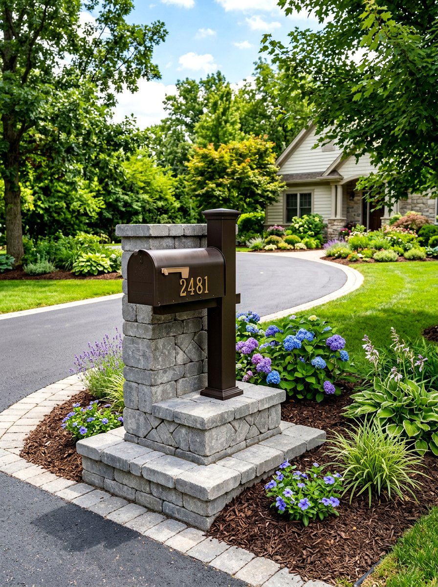 Paver Stone Mailbox Surround - 30 mailbox landscaping ideas