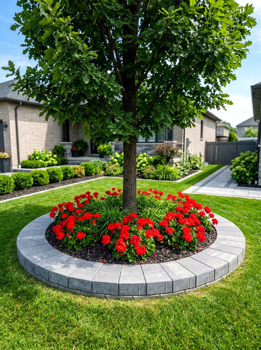 Paver Tree Ring - 30 tree ring flower bed ideas