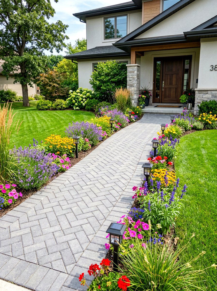 Paver Walkway - 30 front yard ideas