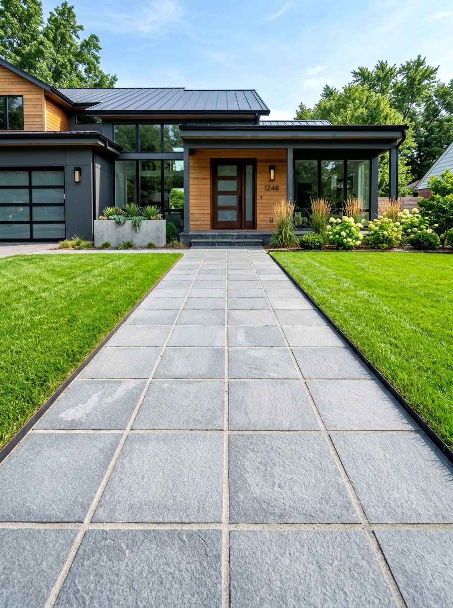 Paver entry walkway - 30 modern front entry ideas