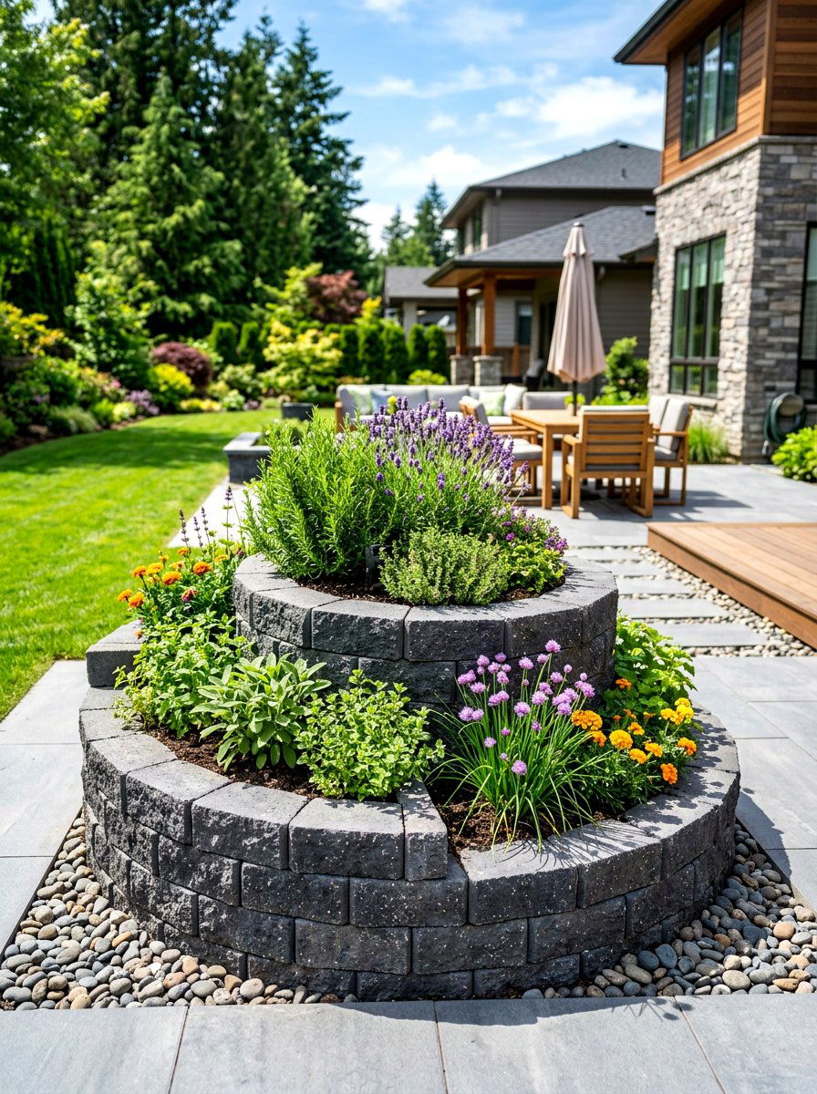 Paver herb spiral - 30 raised herb spiral ideas