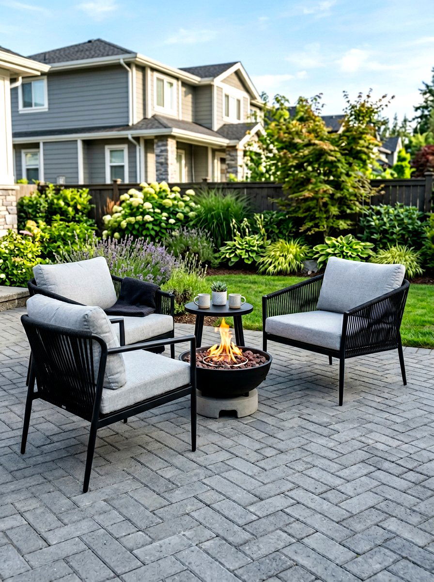 Paver patio chairs - 30 front yard seating ideas