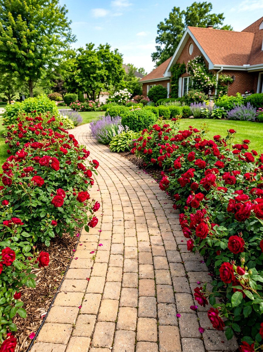 Paver rose garden walkway - 30 rose garden walkway ideas