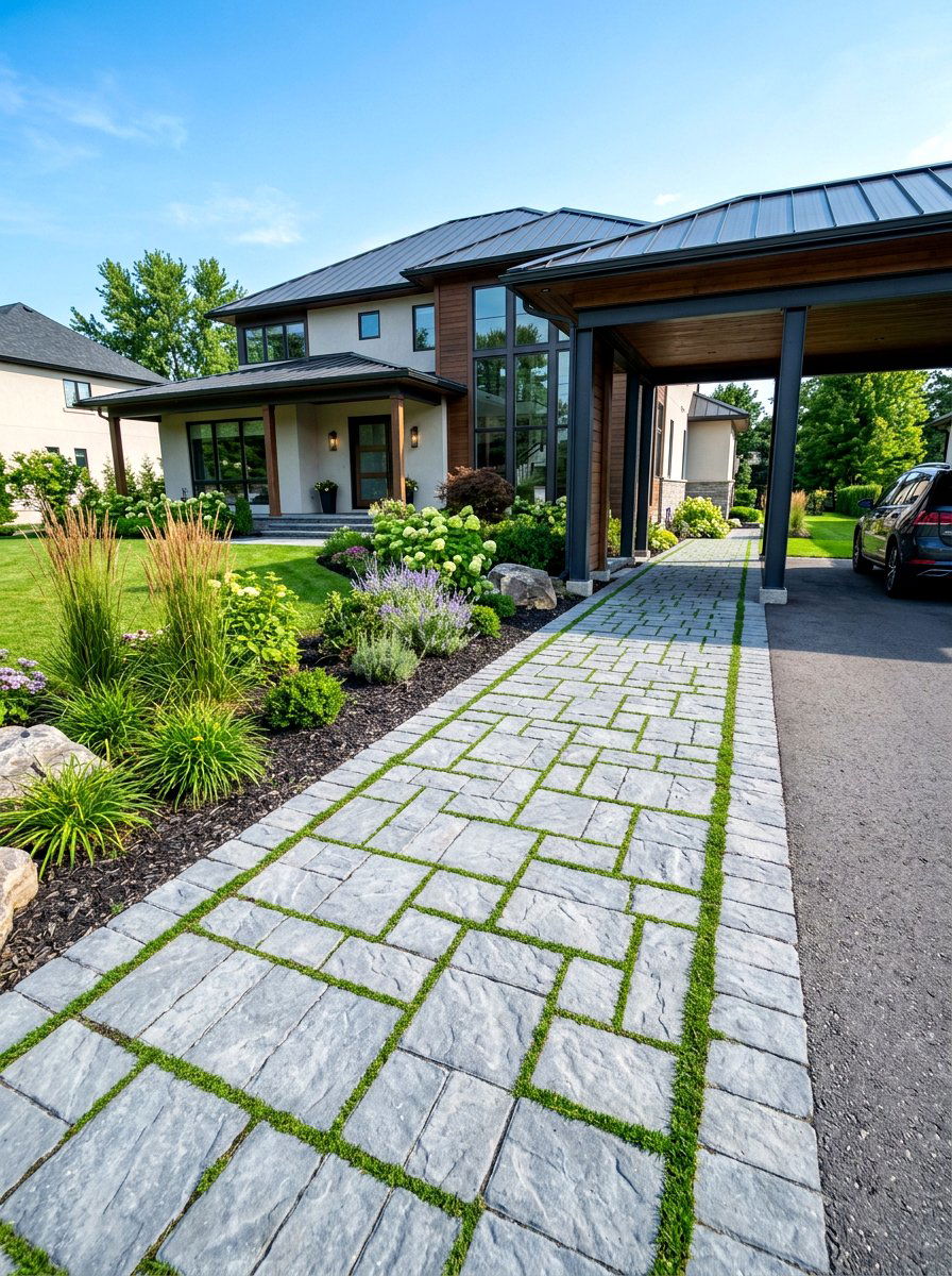 Paver stone path - 30 breezeway garden ideas