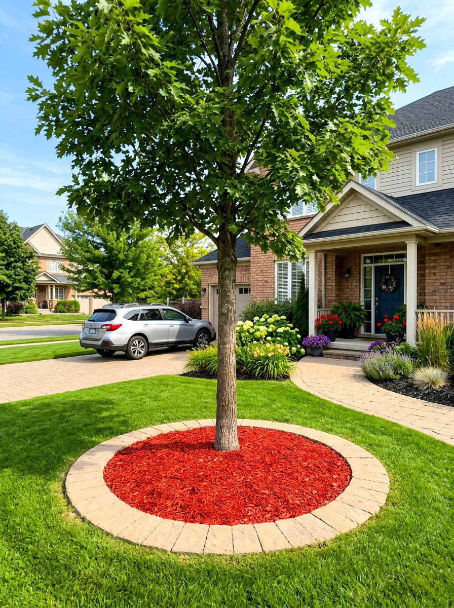 Paver tree ring border - 30 mulch ring around tree ideas
