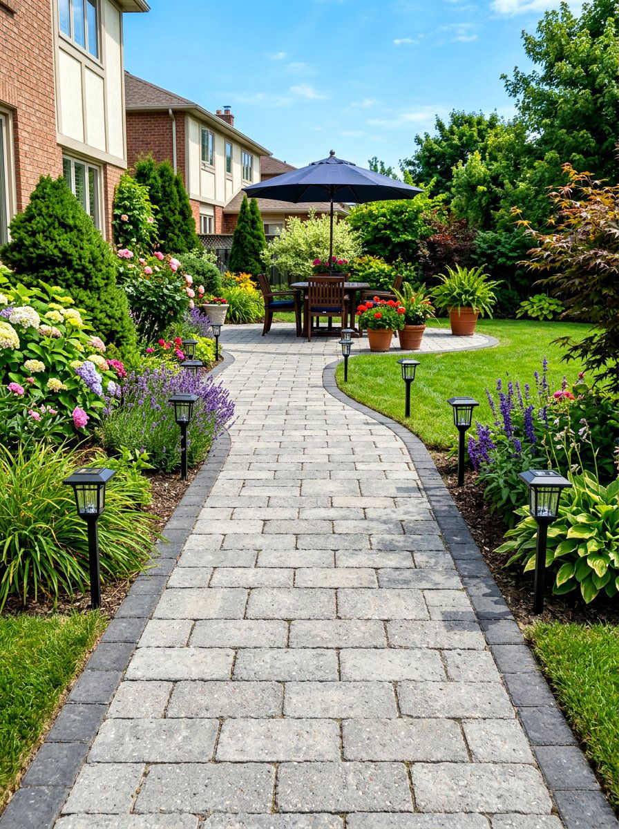 Paving stone garden walkway - 30 woodland path ideas