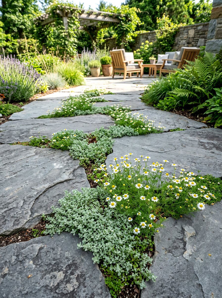 Paving stone herb gaps - 30 herb patio border ideas