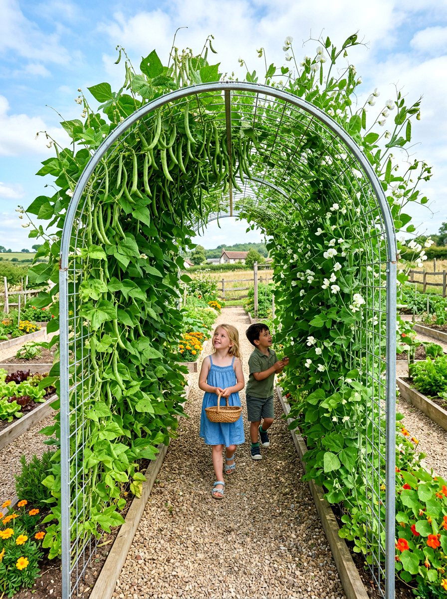 Pea And Bean Trellis Tunnel - 30 climbing archway ideas
