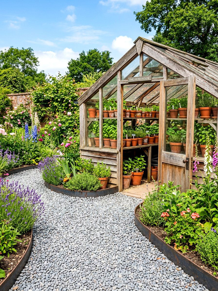 Pea Gravel - 30 greenhouse path ideas