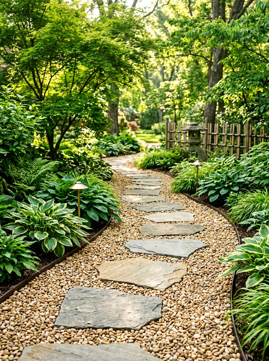 Pea Gravel And Natural Stone - 30 side yard walkway ideas