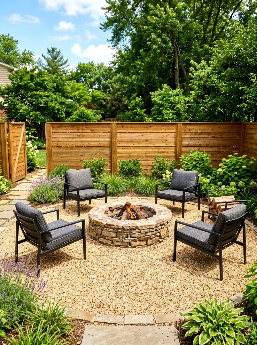 Pea Gravel And Stone Fire Pit - 30 stone fire pit ideas